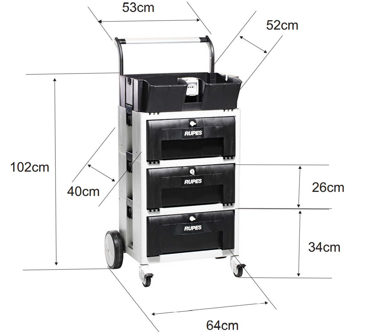 Polishing-trolley-dimensions CARRELLO DI LUCIDATURA A TRE CASSETTI- Gallery photo 4