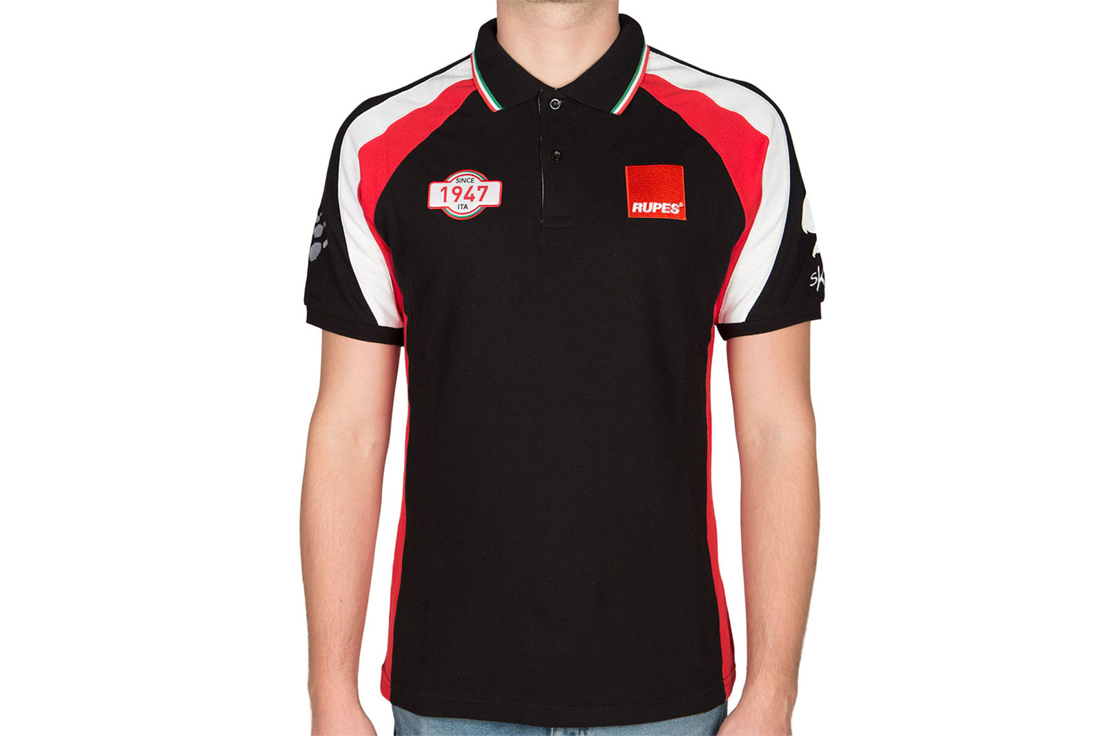 9Z1062-polo_frontale_indossato Polo Racing rossa e nera- Gallery photo 4