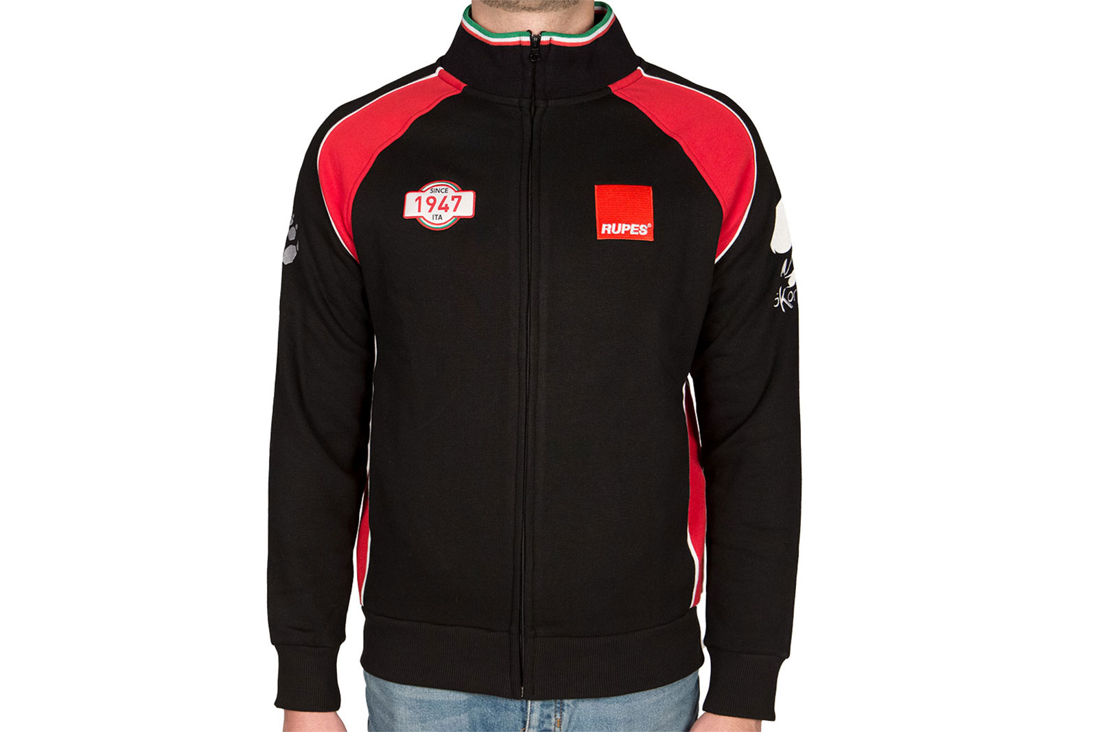 9Z1063-felpa_frontale_indossato Sweat Racing rouge et noir- Gallery photo 6