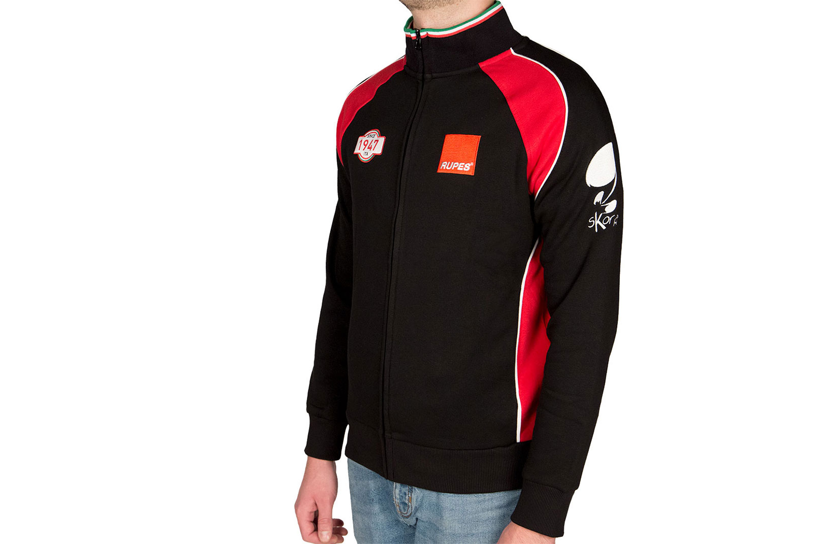 9Z1063-felpa_trequarti_indossato Sweat Racing rouge et noir- Gallery photo 7