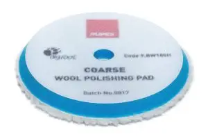 Coarse wool polishing pads for random orbital, gear driven, and triple action